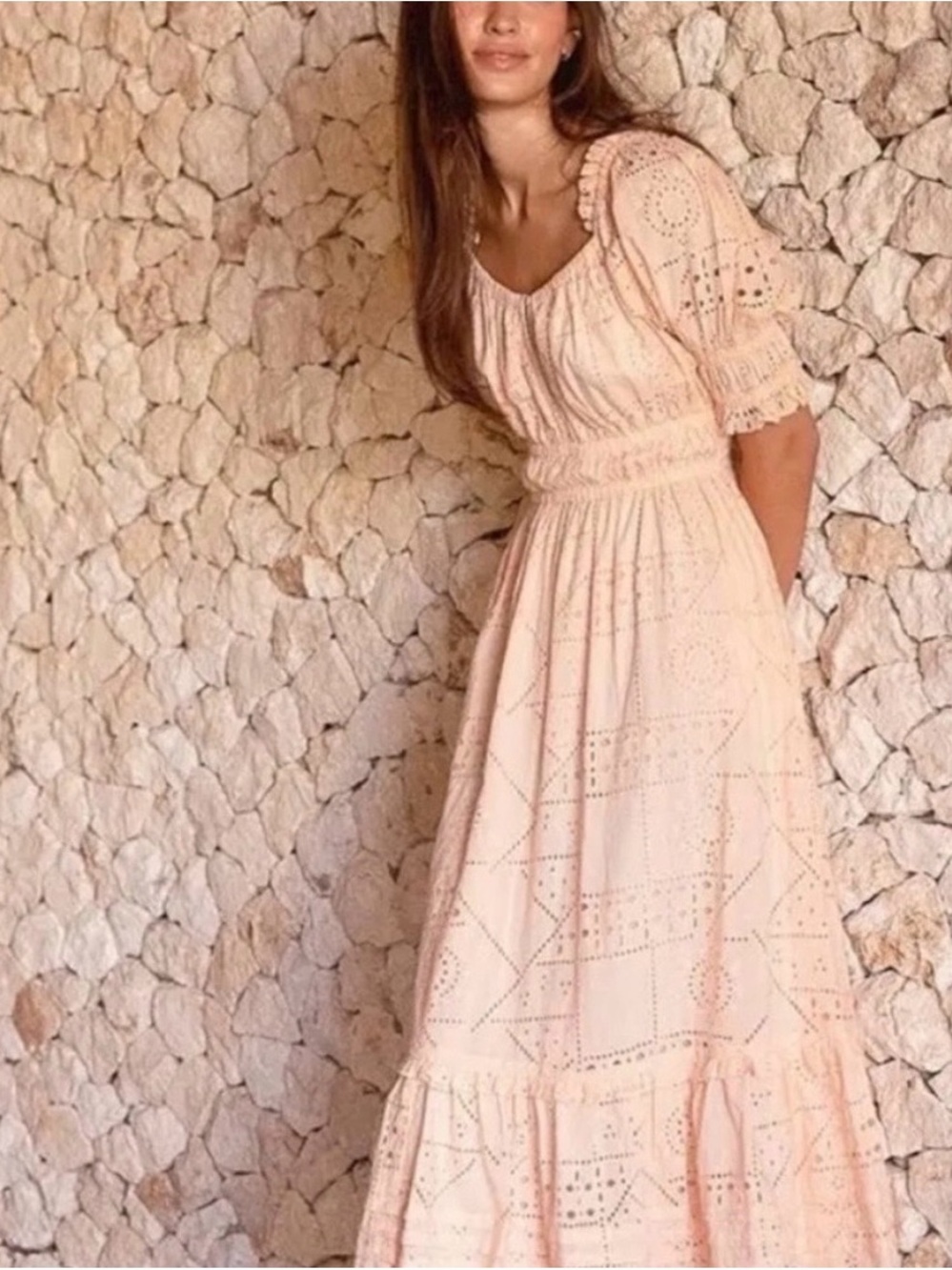 Cleobella Blush Eyelet Maxi Dress